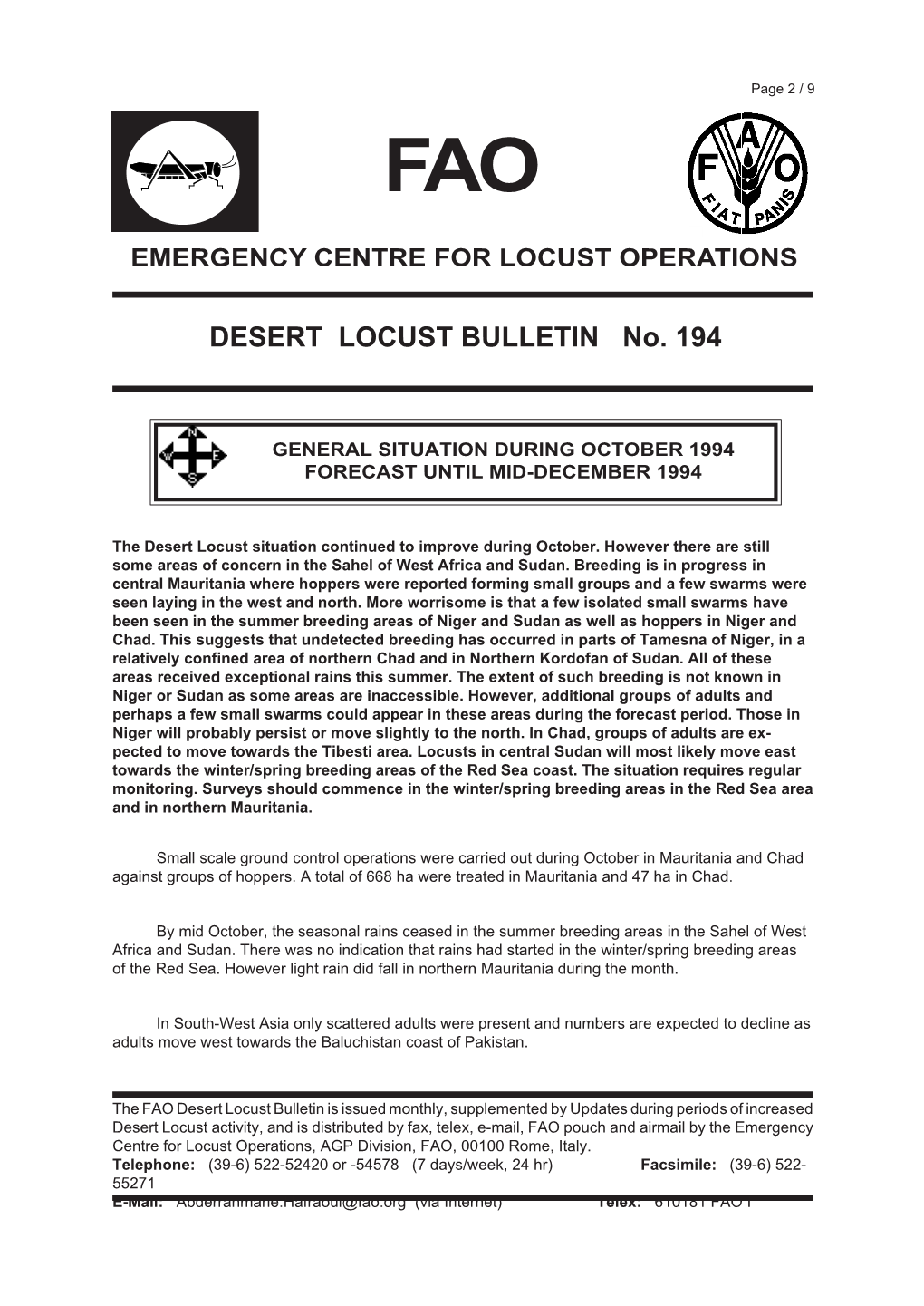 FAO Desert Locust Bulletin 194 (English)