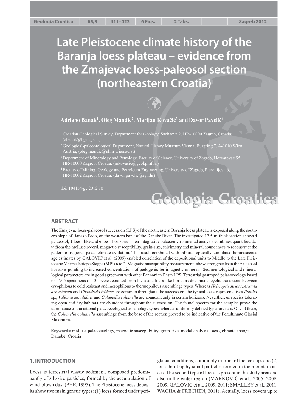 Late Pleistocene Climate History of the Baranja Loess Plateau