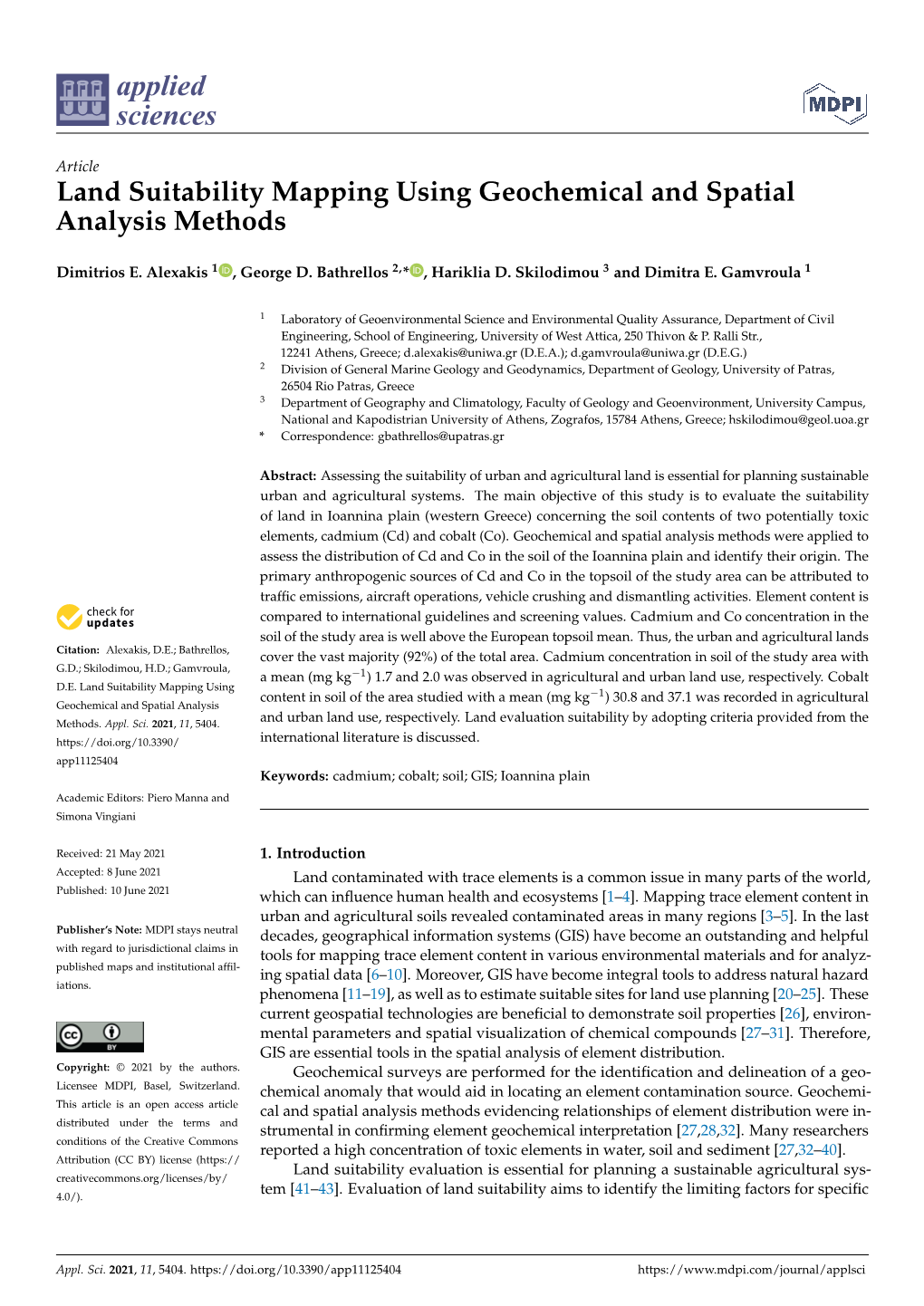 Land Suitability Mapping Using Geochemical and Spatial Analysis Methods