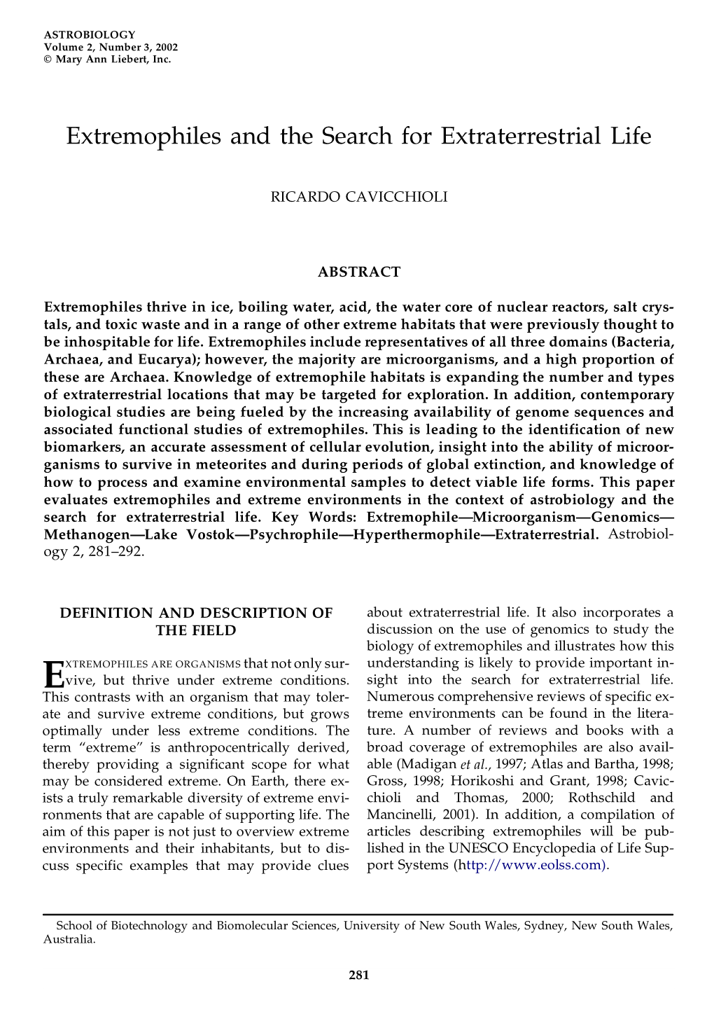 Extremophiles and the Search for Extraterrestrial Life