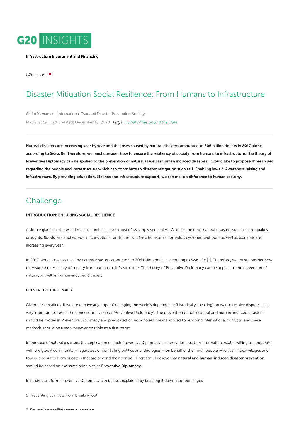 Disaster Mitigation Social Resilience: from Humans to Infrastructure