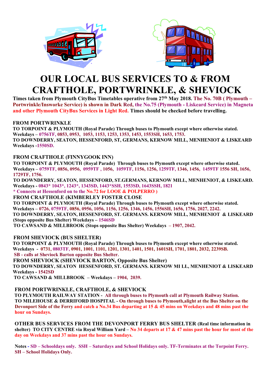 Our Local Bus Services to & From