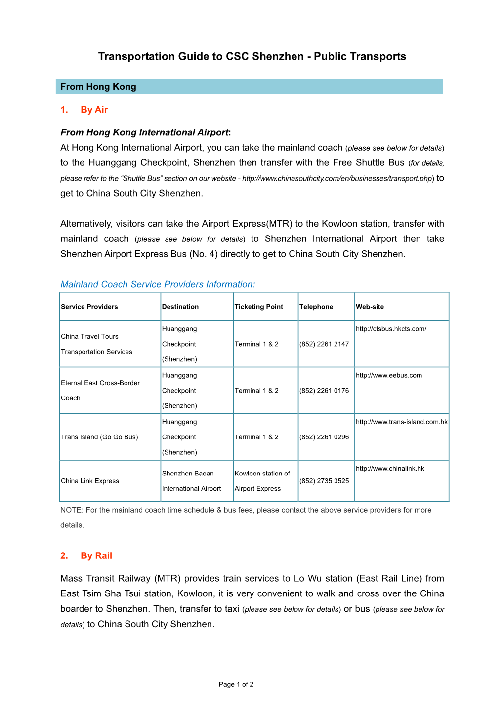 Transportation Guide to CSC Shenzhen - Public Transports