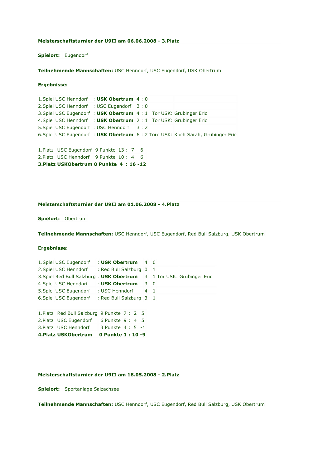 Meisterschaftsturnier Der U9II Am 06.06.2008 - 3.Platz