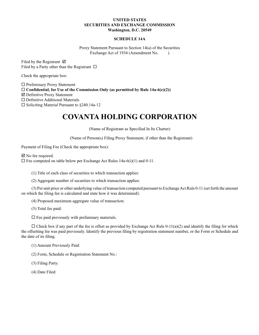 Covanta Holding Corporation