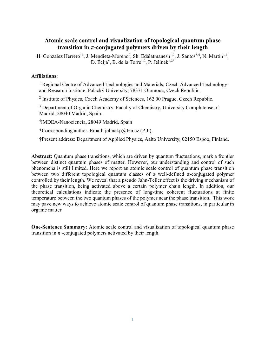 Atomic Scale Control and Visualization of Topological Quantum Phase Transition in Π-Conjugated Polymers Driven by Their Length H