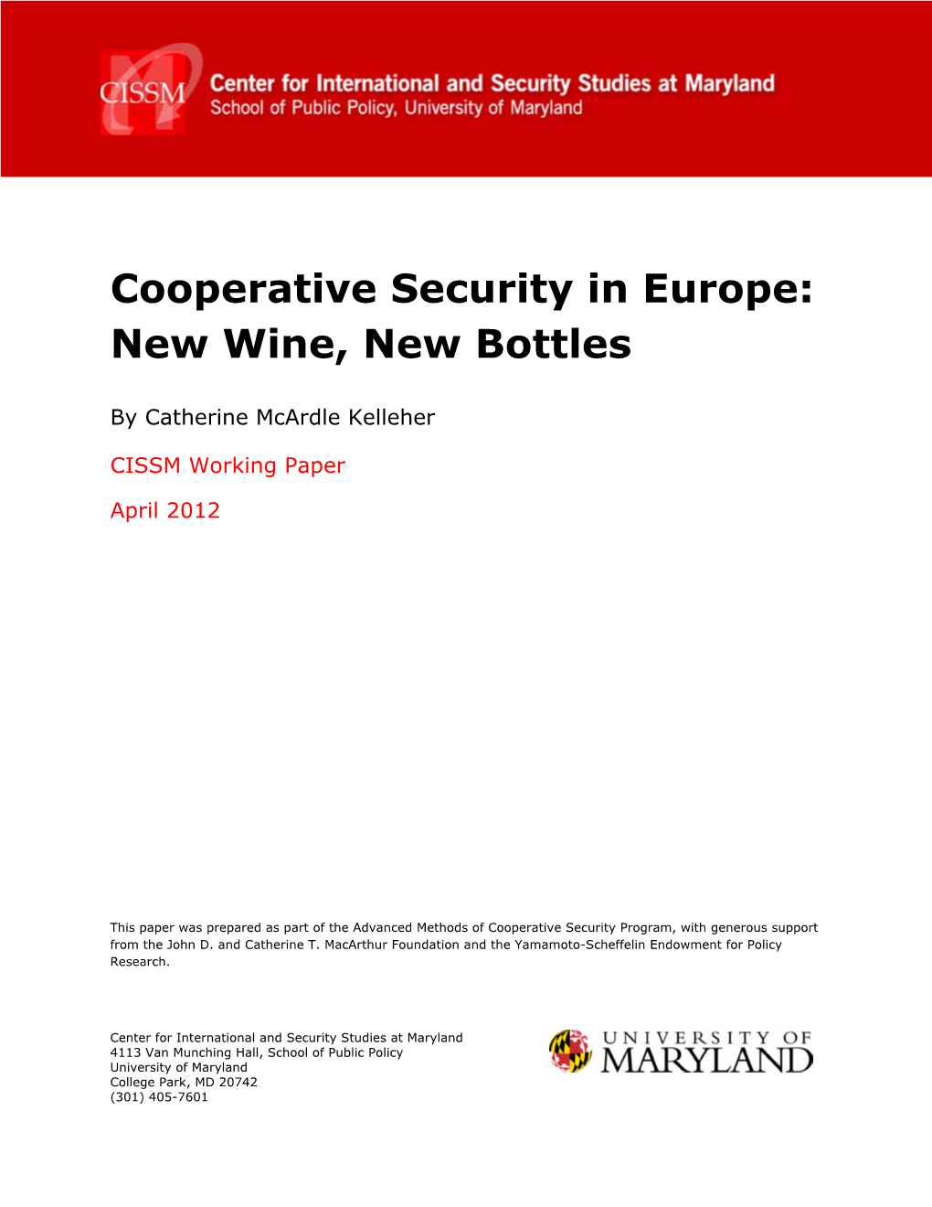 Cooperative Security in Europe