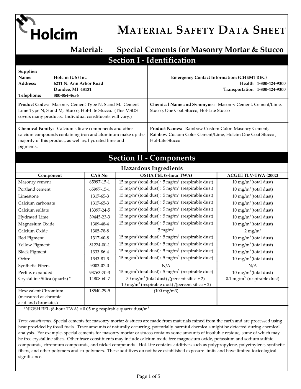 Material Safety Data Sheet s14