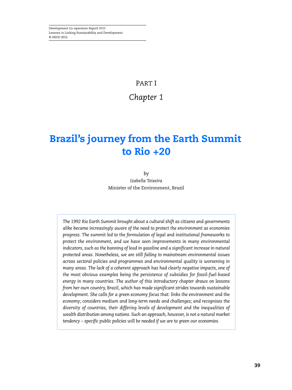 Brazil's Journey from the Earth Summit to Rio