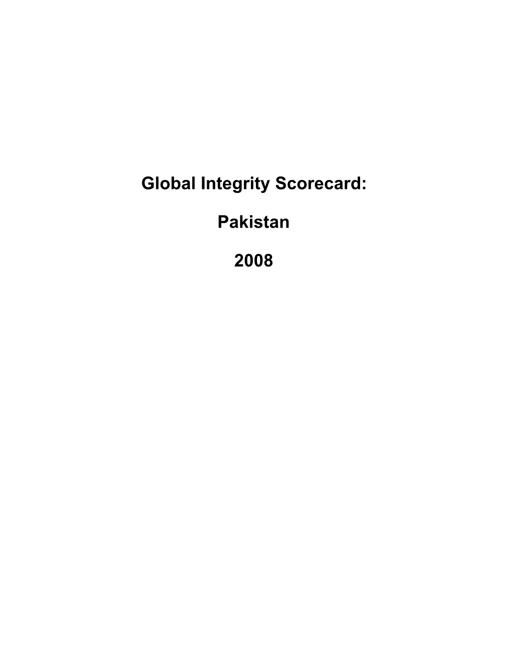 Global Integrity Scorecard: Pakistan 2008