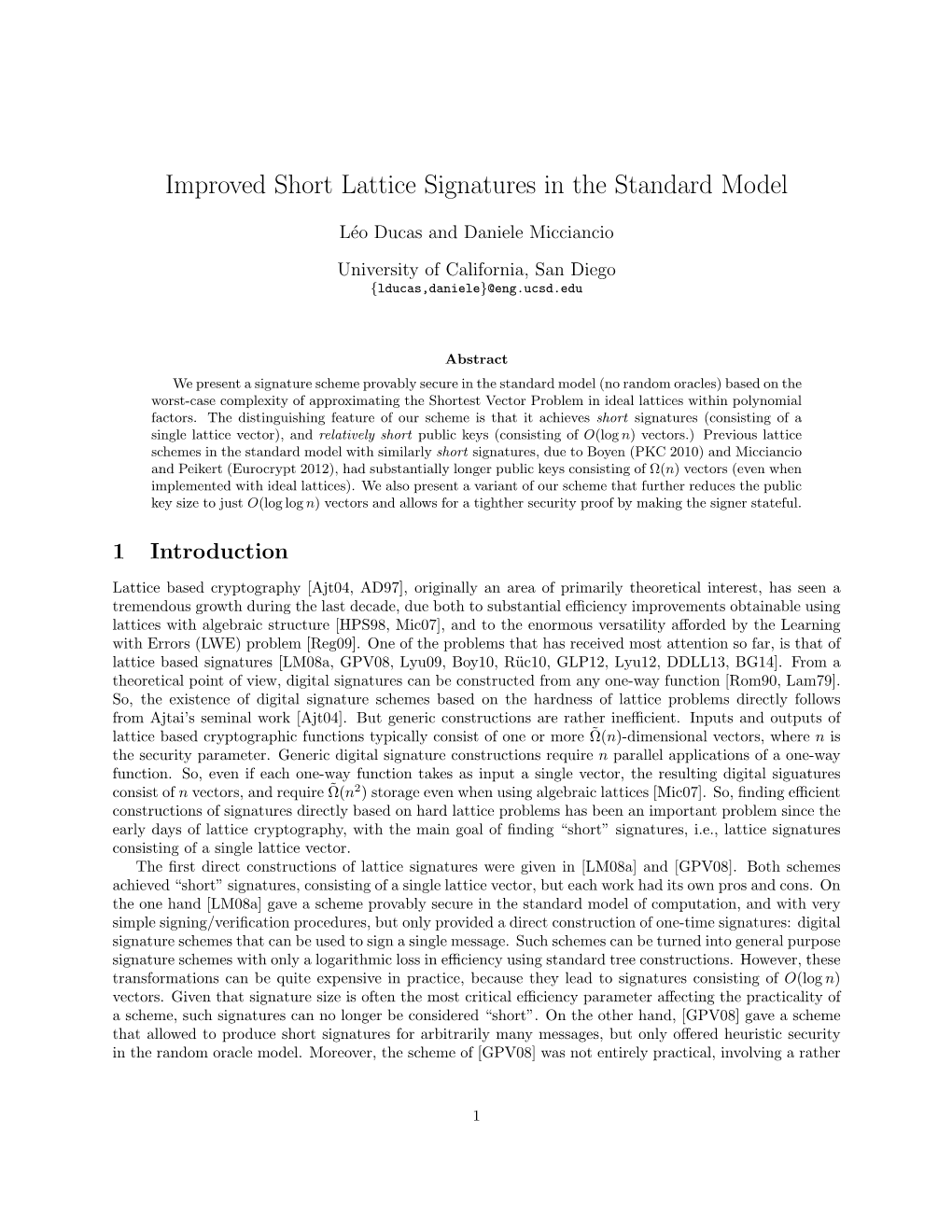 Improved Short Lattice Signatures in the Standard Model