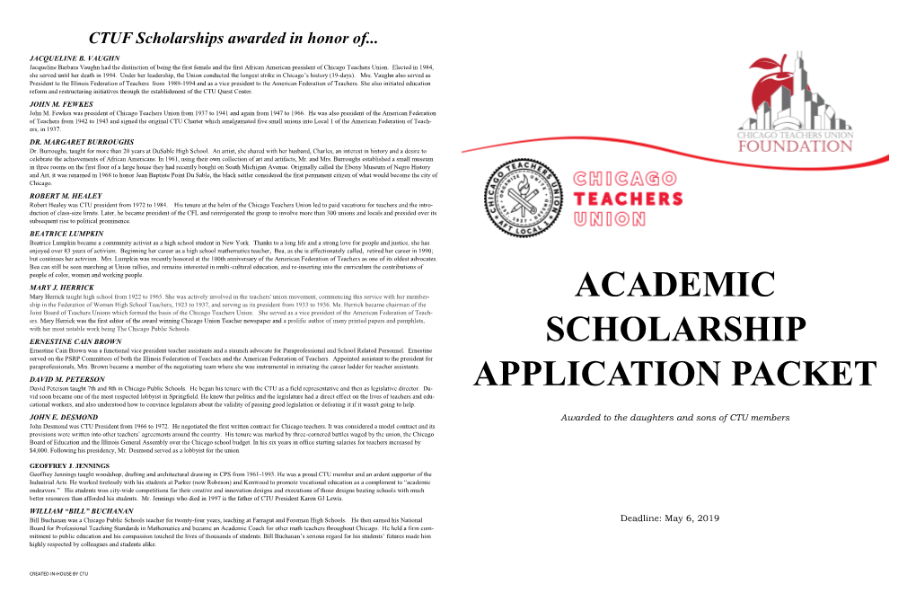 Academic Scholarship Application Packet
