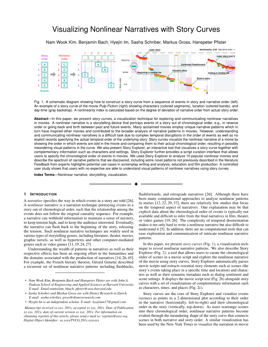 Visualizing Nonlinear Narratives with Story Curves