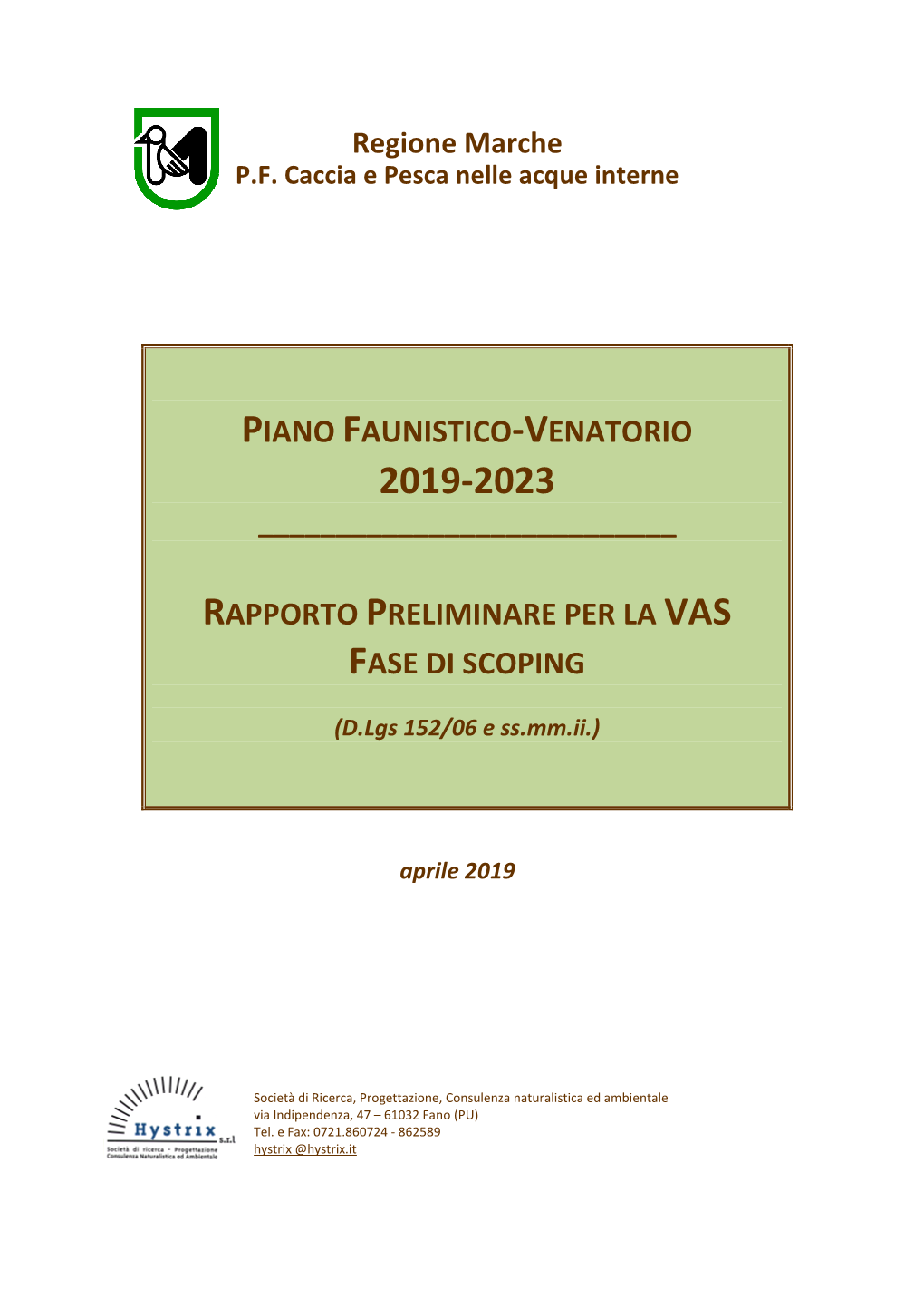 Piano Faunistico-Venatorio 2019-2023