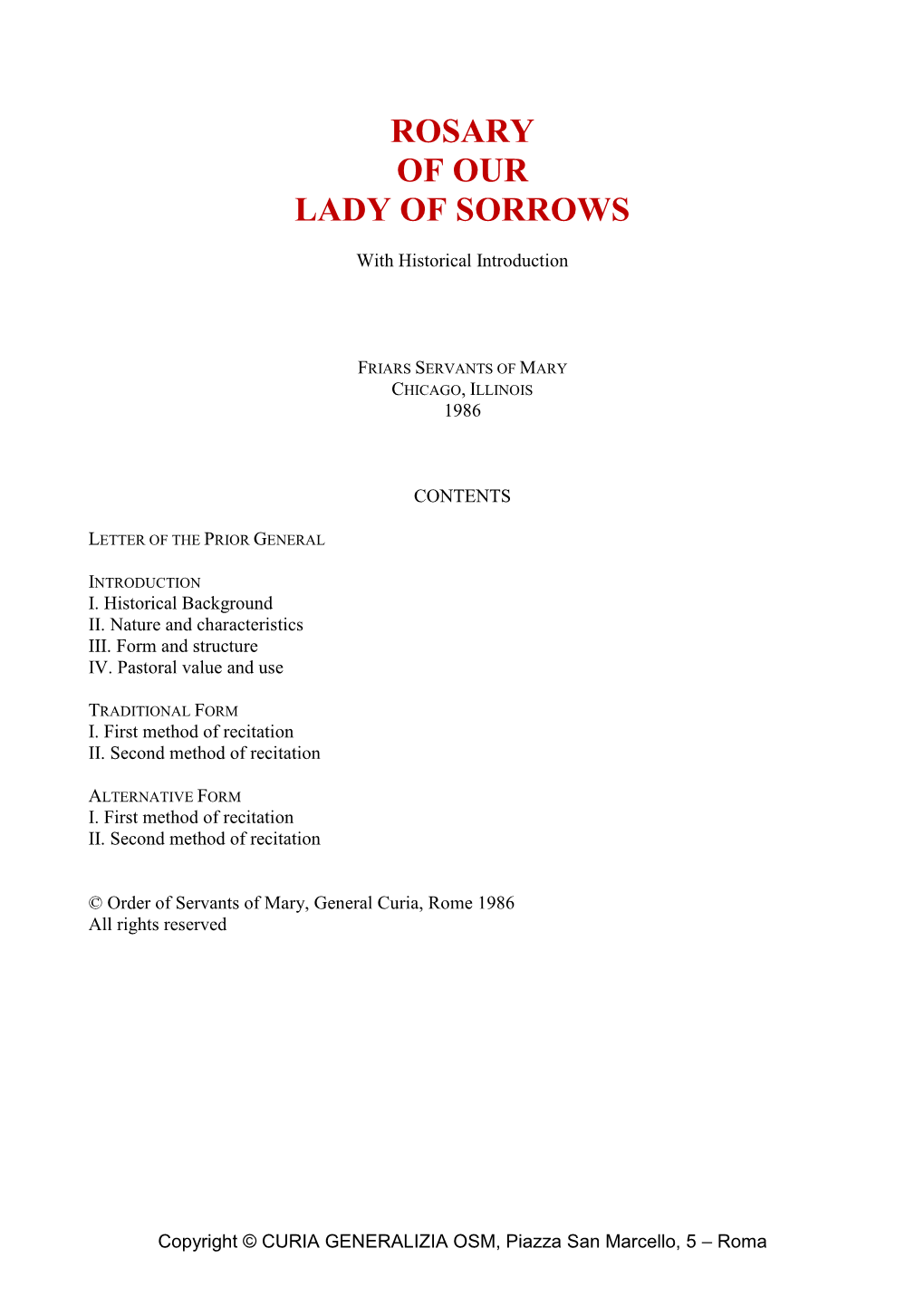 Rosary of Our Lady of Sorrows