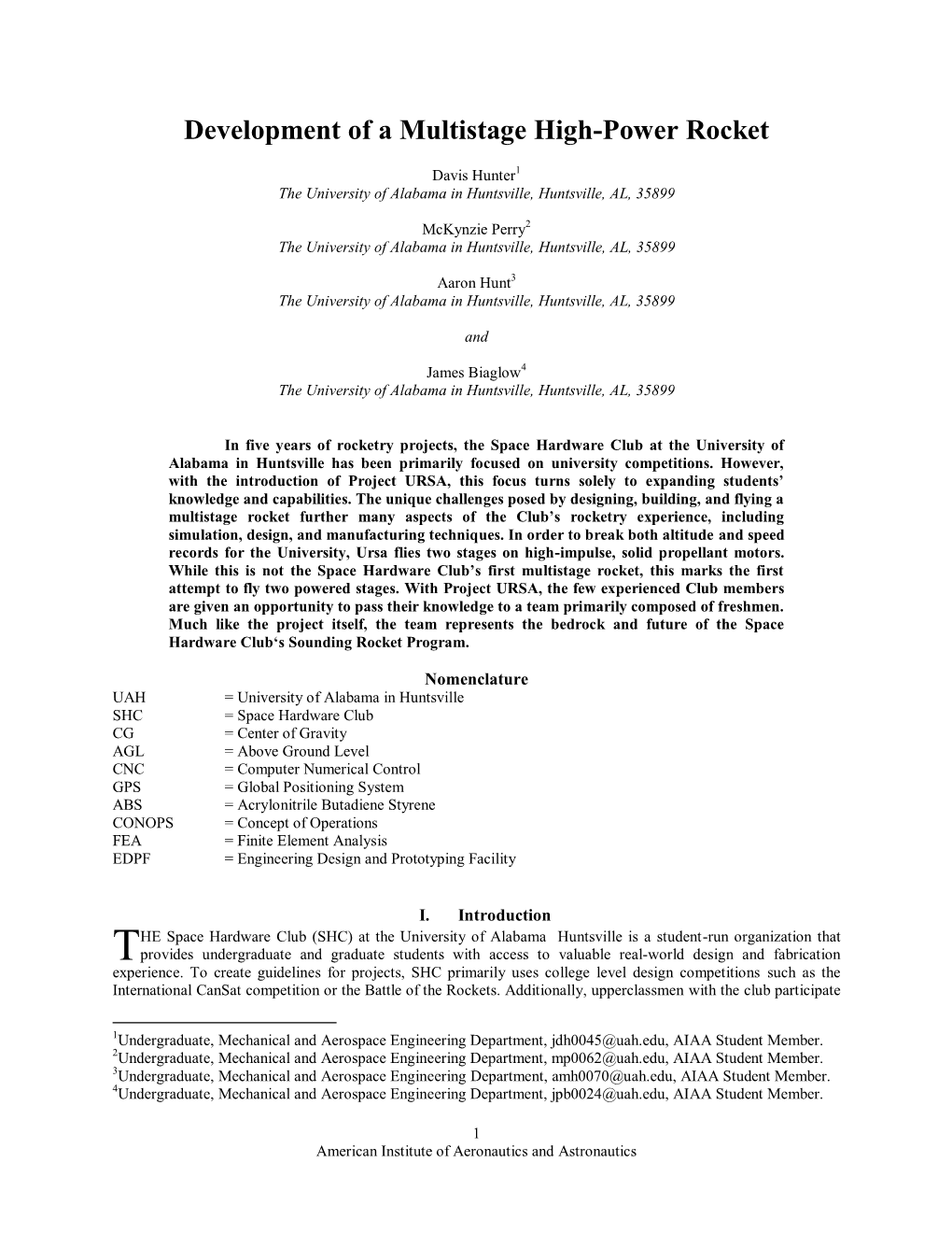 Development of a Multistage High-Power Rocket