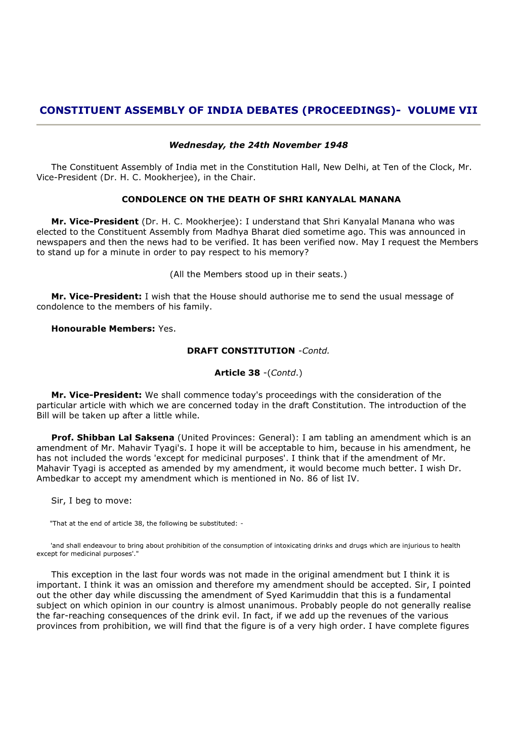 Constituent Assembly of India Debates (Proceedings)- Volume Vii