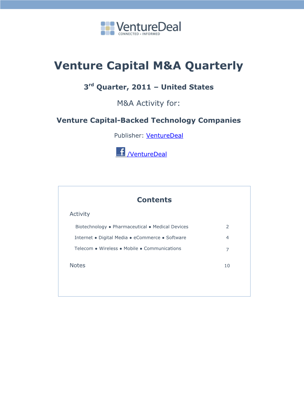 Venture Capital M&A Quarterly
