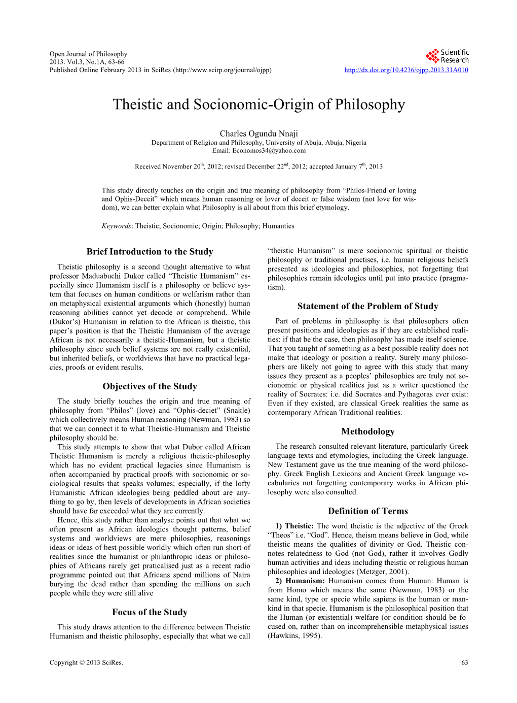 Theistic and Socionomic-Origin of Philosophy