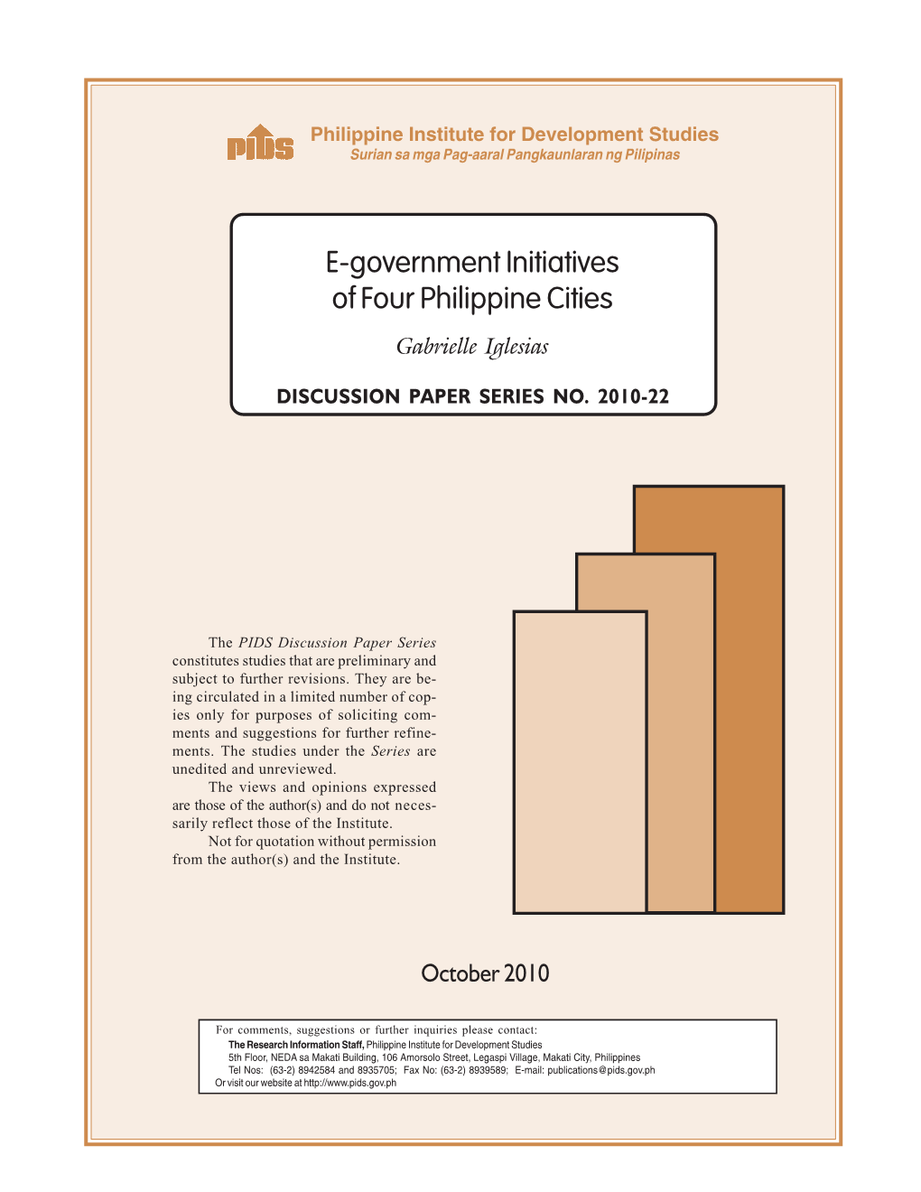 E-Government Initiatives of Four Philippine Cities Gabrielle Iglesias