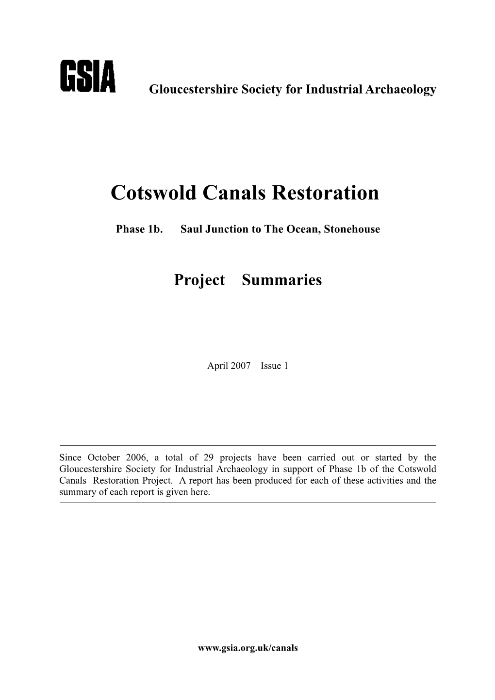 Cotswold Canals Restoration