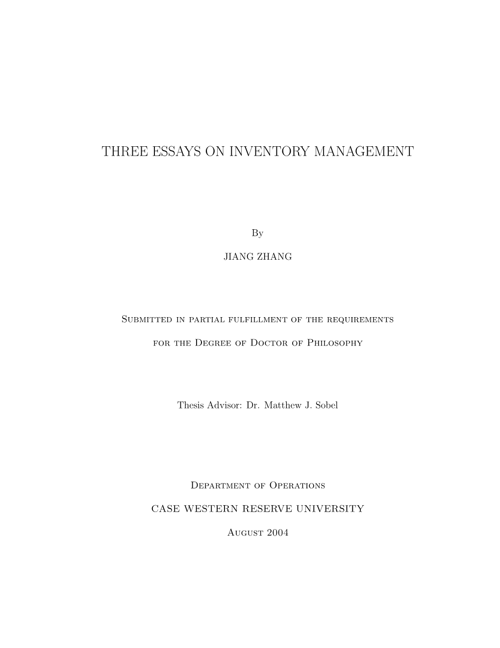 Three Essays on Inventory Management