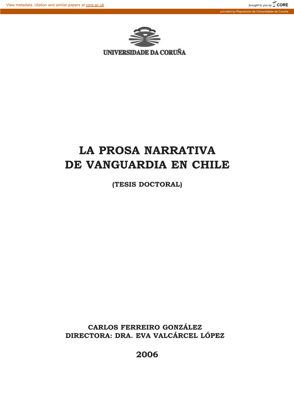 La Prosa Narrativa De Vanguardia En Chile