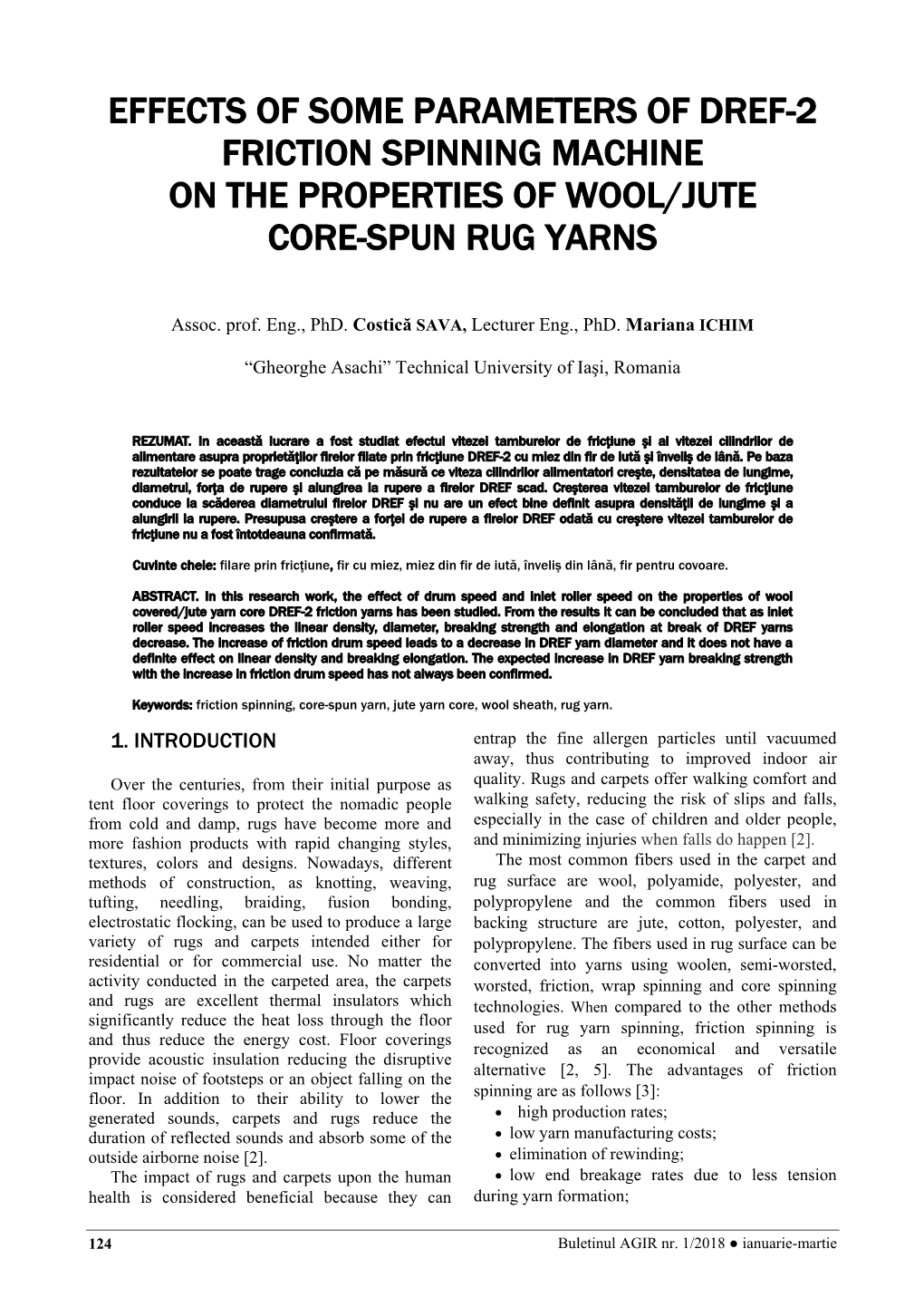 Effects of Some Parameters of Dref-2 Friction Spinning Machine on the Properties of Wool/Jute Core-Spun Rug Yarns