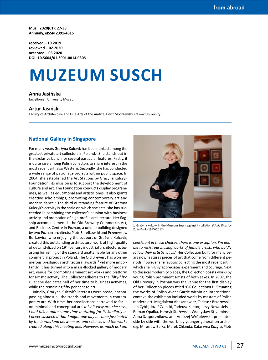 MUZEUM SUSCH Anna Jasińska Jagiellonian University Museum