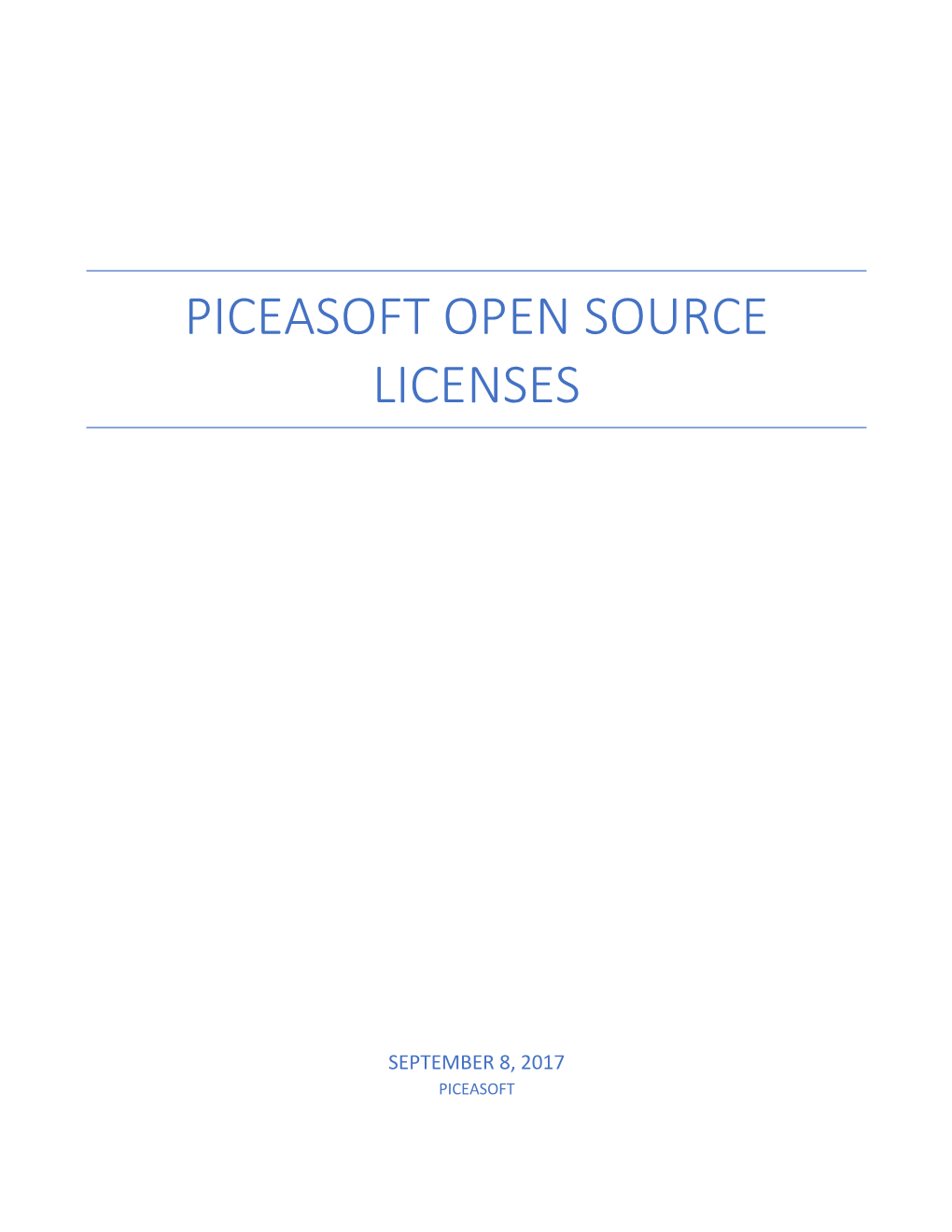 Piceasoft Open Source Licenses