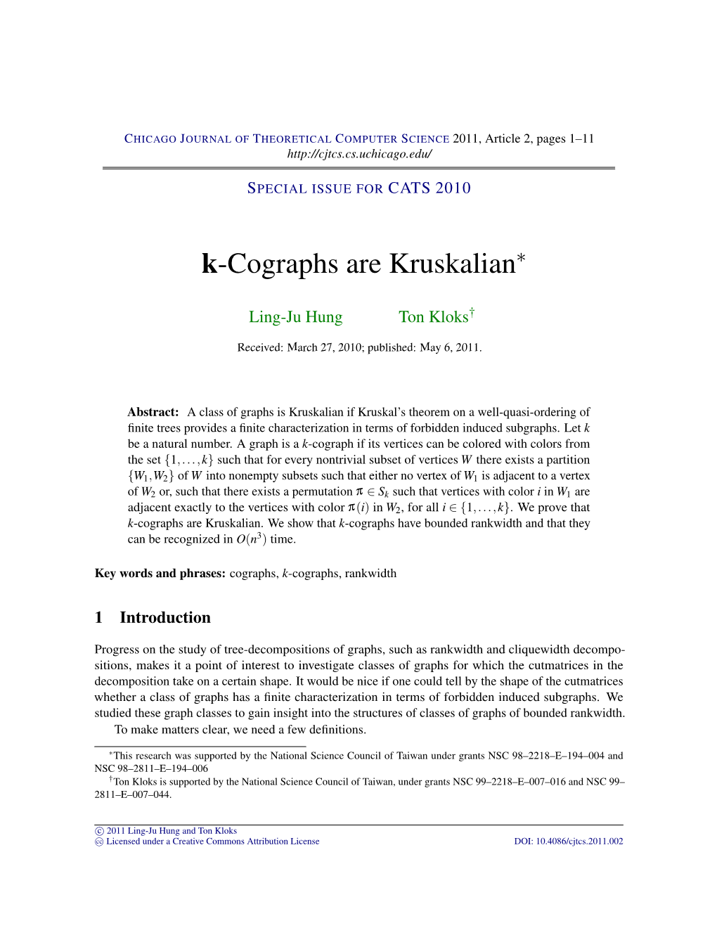 K-Cographs Are Kruskalian∗