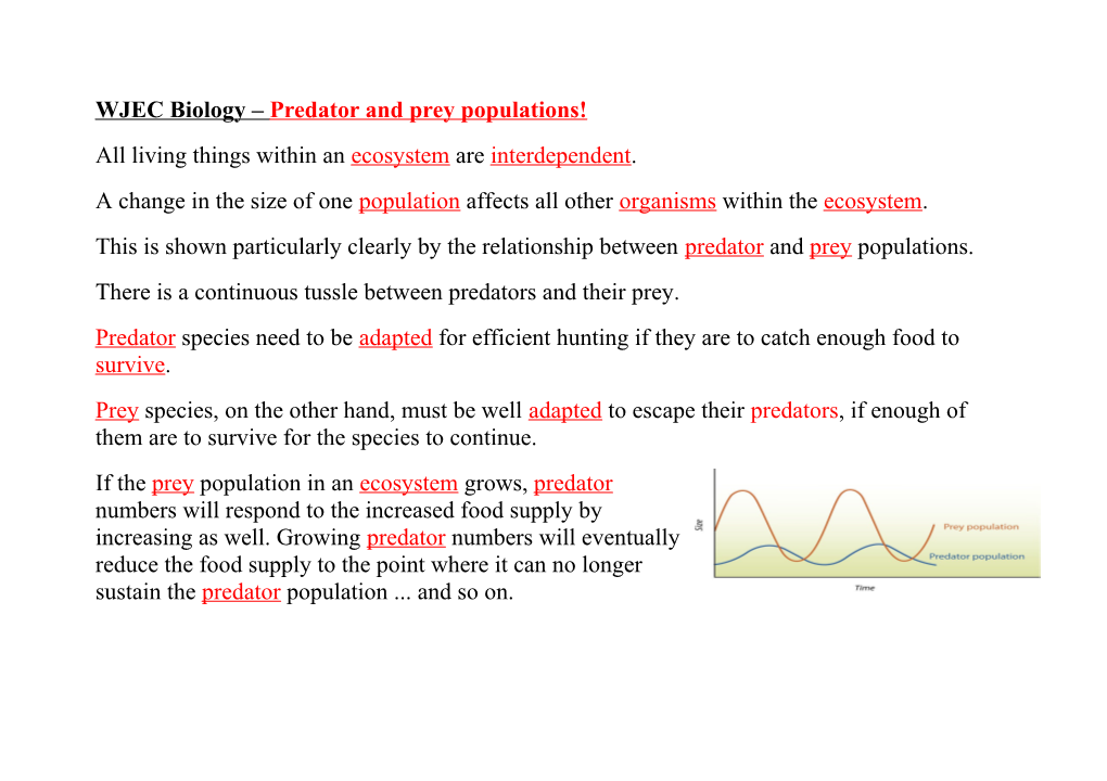 WJEC Biology Predator and Prey Populations!