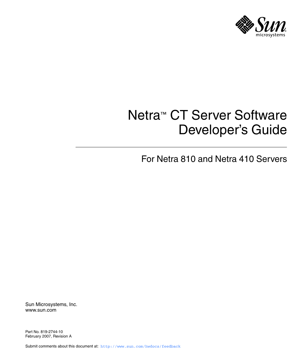 Netra CT 810/410 Server Software Developer's Guide