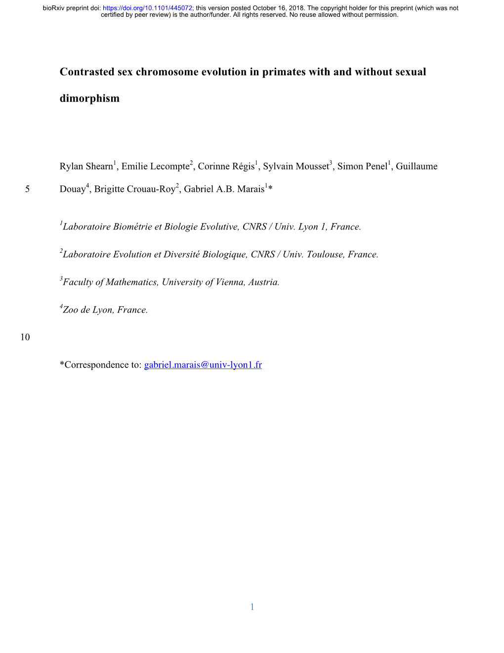 Contrasted Sex Chromosome Evolution in Primates with and Without Sexual