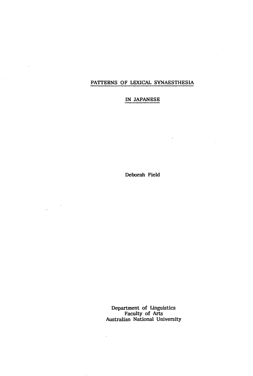 Patterns of Lexical Synaesthesia in Japanese