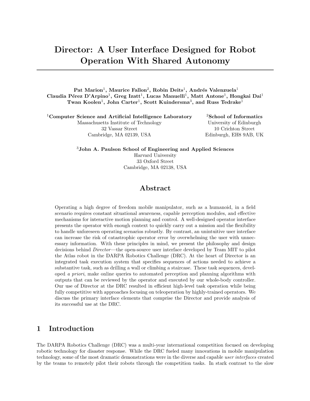 A User Interface Designed for Robot Operation with Shared Autonomy