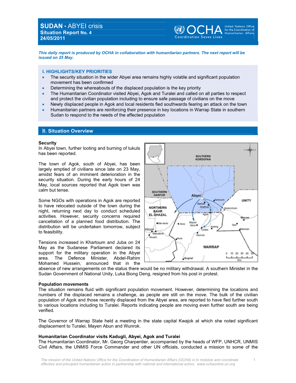 SUDAN • ABYEI Crisis Situation Report No