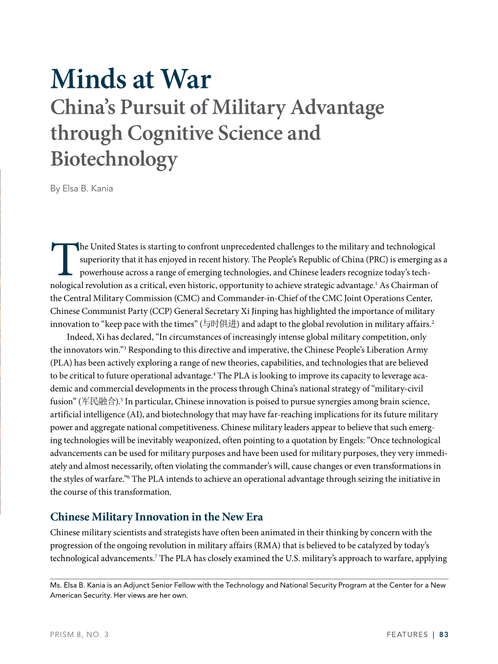 Minds at War: China's Pursuit of Military Advantage Through