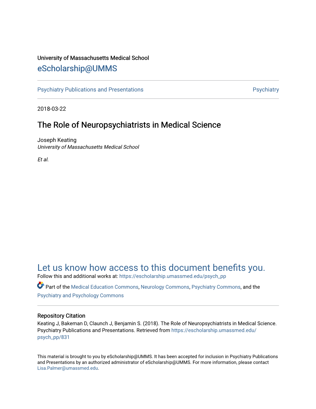 The Role of Neuropsychiatrists in Medical Science