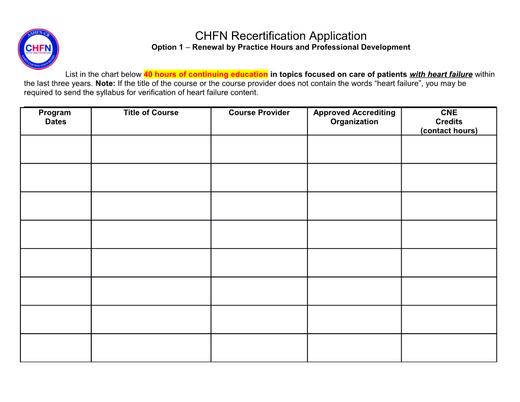 Option 1 Renewal by Practice Hours and Professional Development