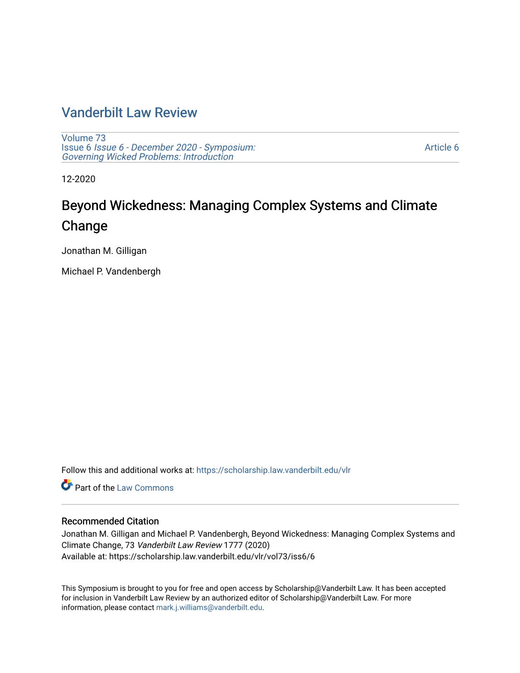 Managing Complex Systems and Climate Change