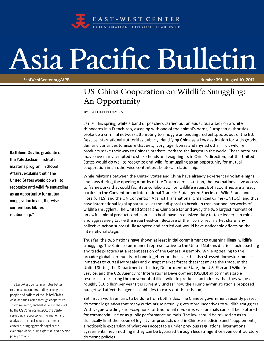 US-China Cooperation on Wildlife Smuggling