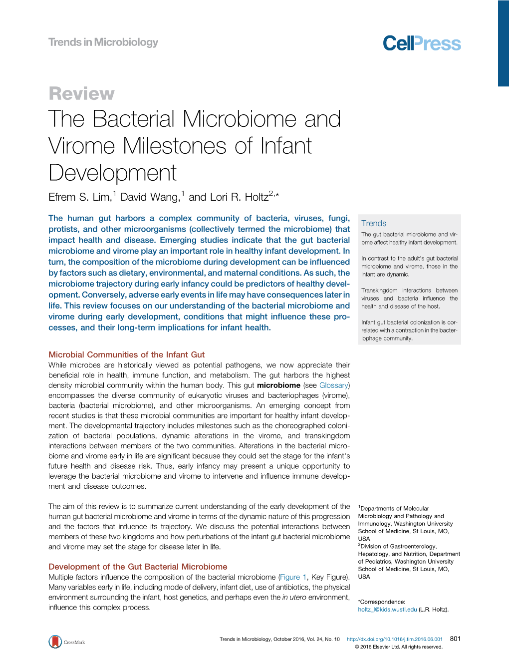 The Bacterial Microbiome and Virome Milestones of Infant Development