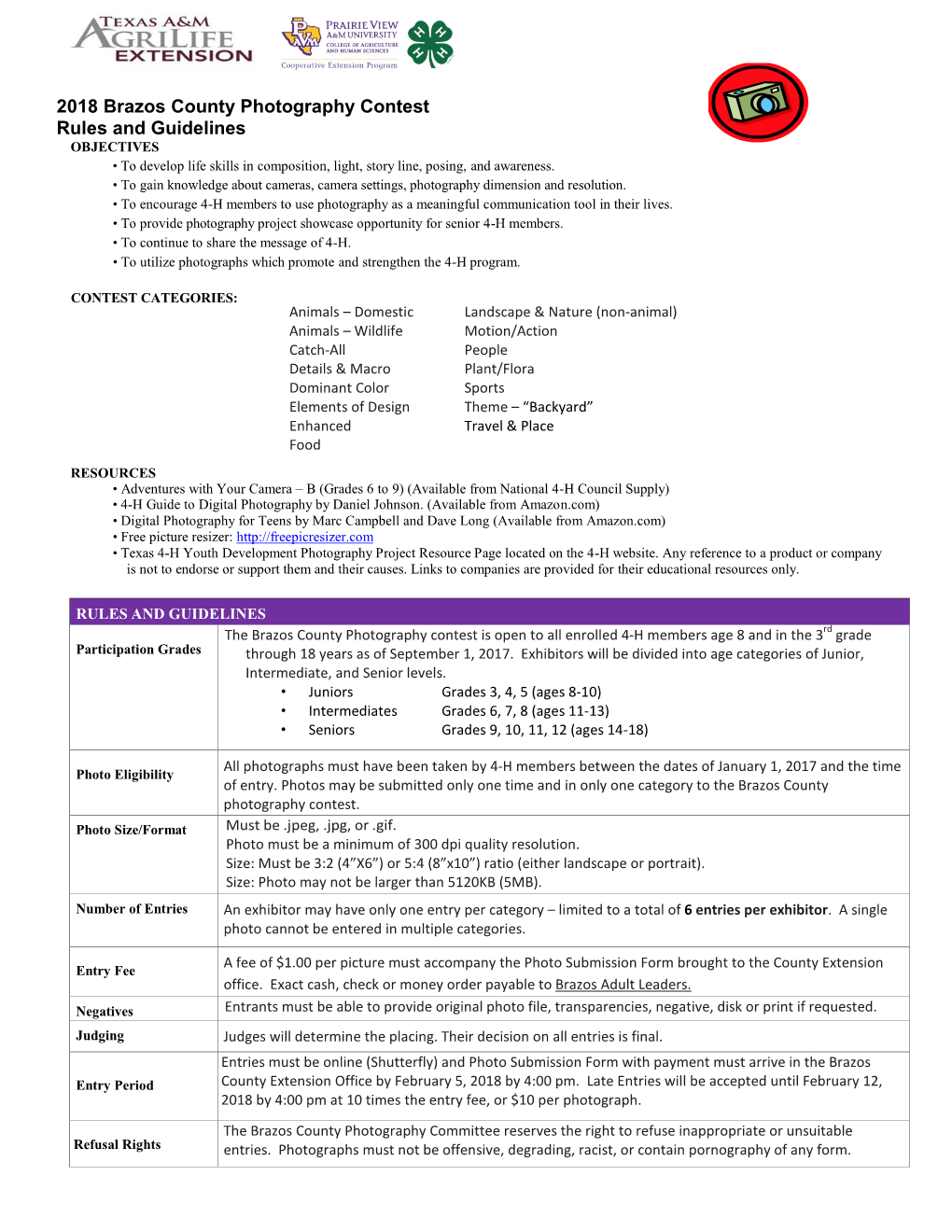 Brazos County 4-H Photography Submission Form