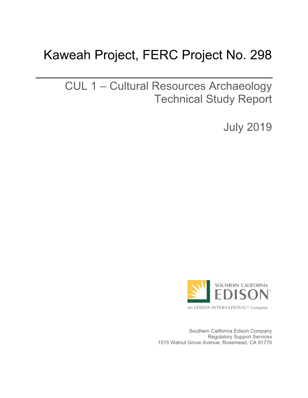 Kaweah Project, FERC Project No. 298