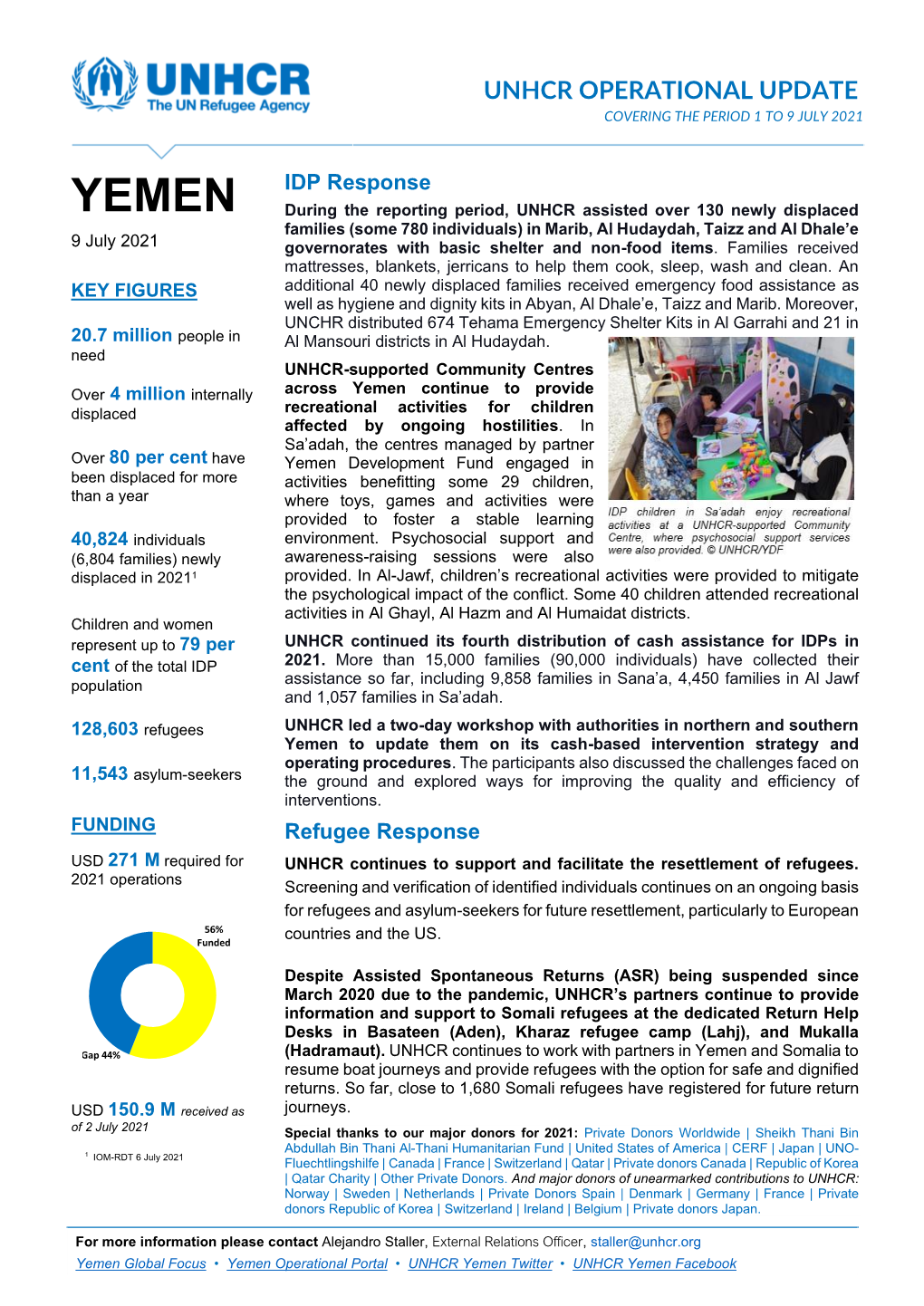 UNHCR Yemen Operational Update
