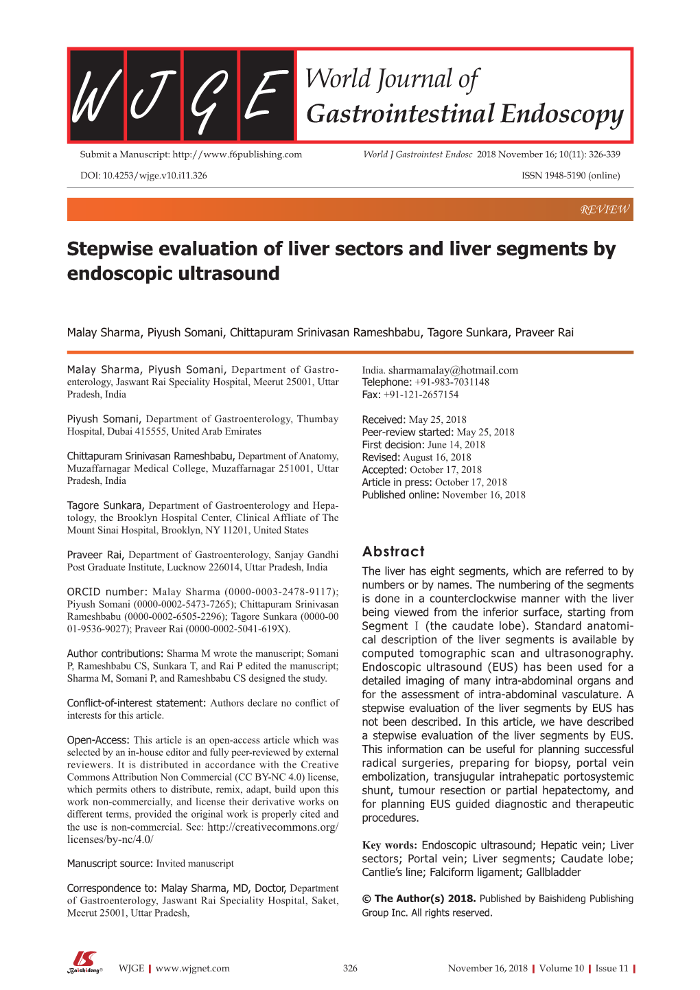 Stepwise Evaluation of Liver Sectors and Liver Segments by Endoscopic Ultrasound