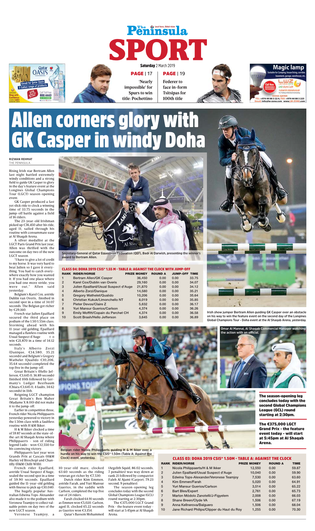 Allen Corners Glory with GK Casper in Windy Doha