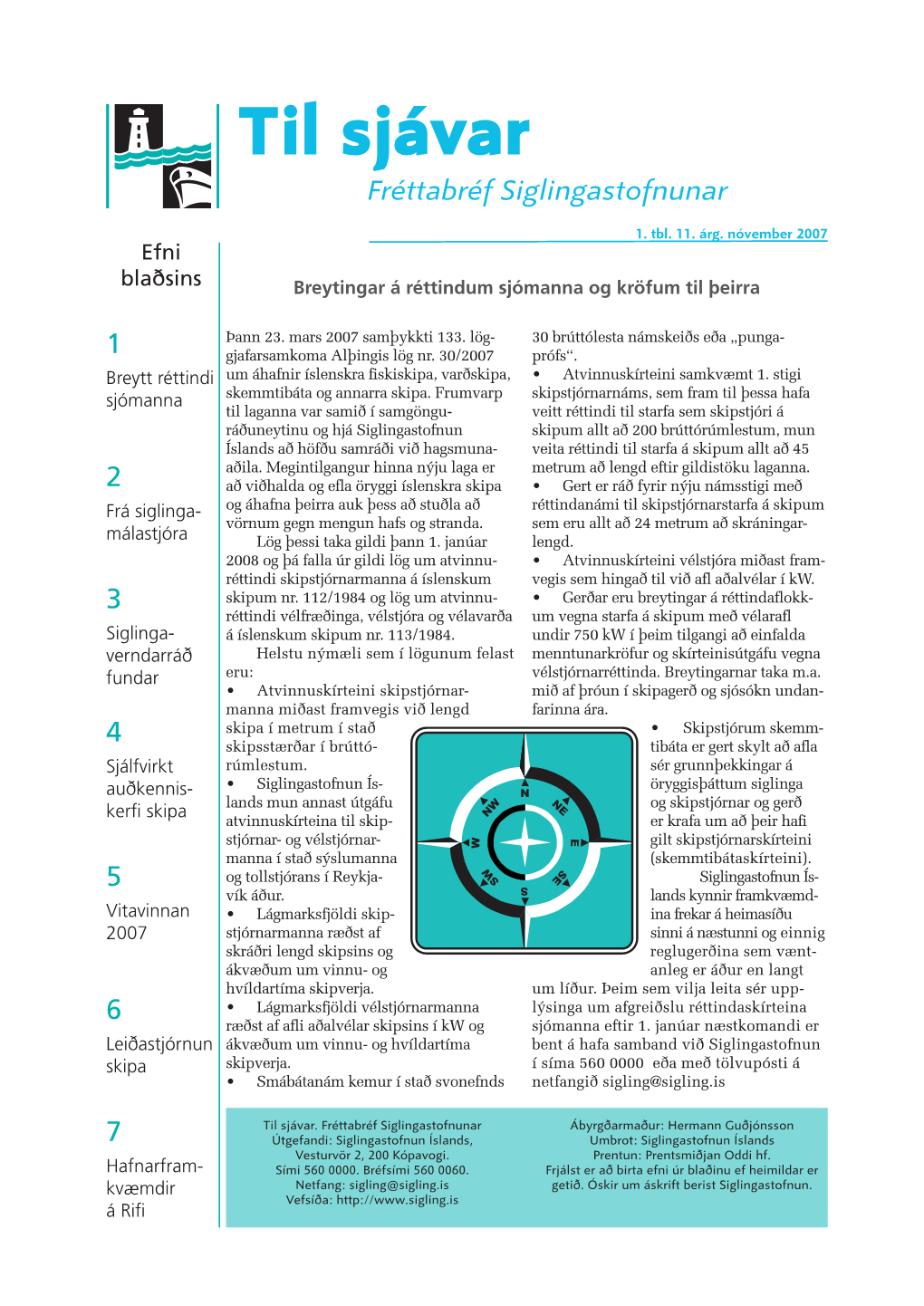 Til Sjávar Fréttabréf Siglingastofnunar
