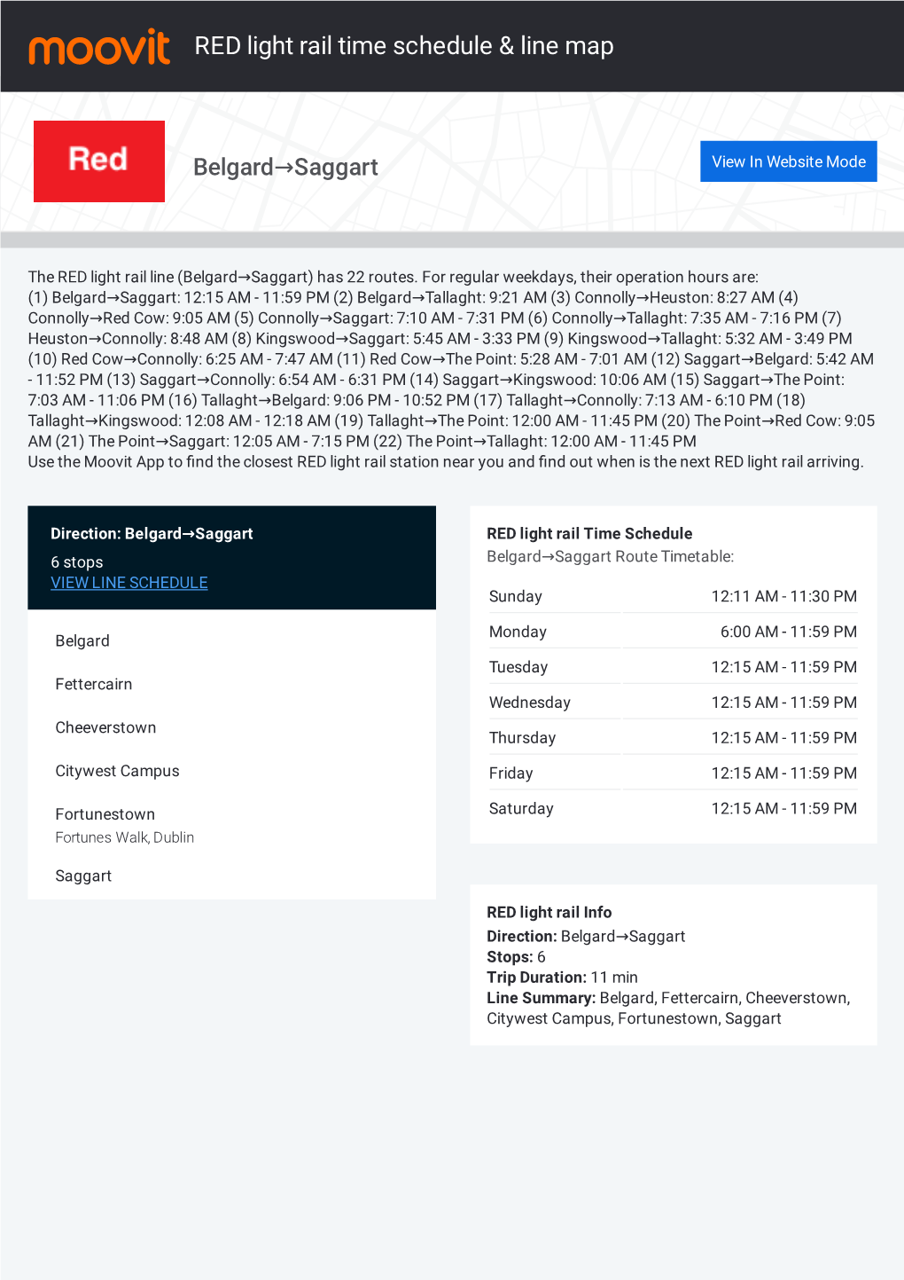 RED Light Rail Time Schedule & Line Route